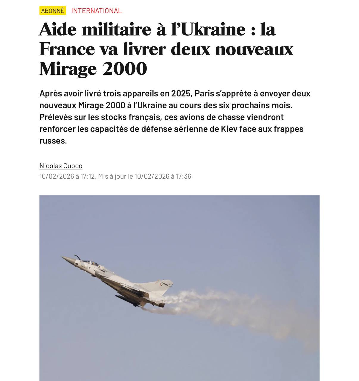 Франция готовится передать Украине два истребителя Mirage... 3 ⚡️Франция готовится передать Украине два истребителя Mirage 2000 из запасов вооруженных сил страны, — Journal du Dimanche.👉 Новости | INFOPULSE