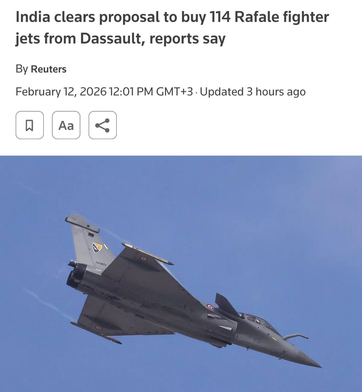 Индия одобрила покупку 114 французских истребителей Rafale... 3 ⚡️Индия одобрила покупку 114 французских истребителей Rafale на сумму 3,25 трлн рупий ($35,87 млрд), — Reuters.
Решение принято на фоне сокращения числа боевых эскадрилий ВВС до 29 при утверждённой норме в 42. Индия постепенно выводит из эксплуатации МиГ-21, а также готовится к списанию ранних версий МиГ-29, Jaguar и Mirage 2000.
Ожидается, что после визита президента Франции Эммануэля Макрона стороны перейдут к обсуждению коммерческих и технических деталей контракта.
👉 Новости | INFOPULSE